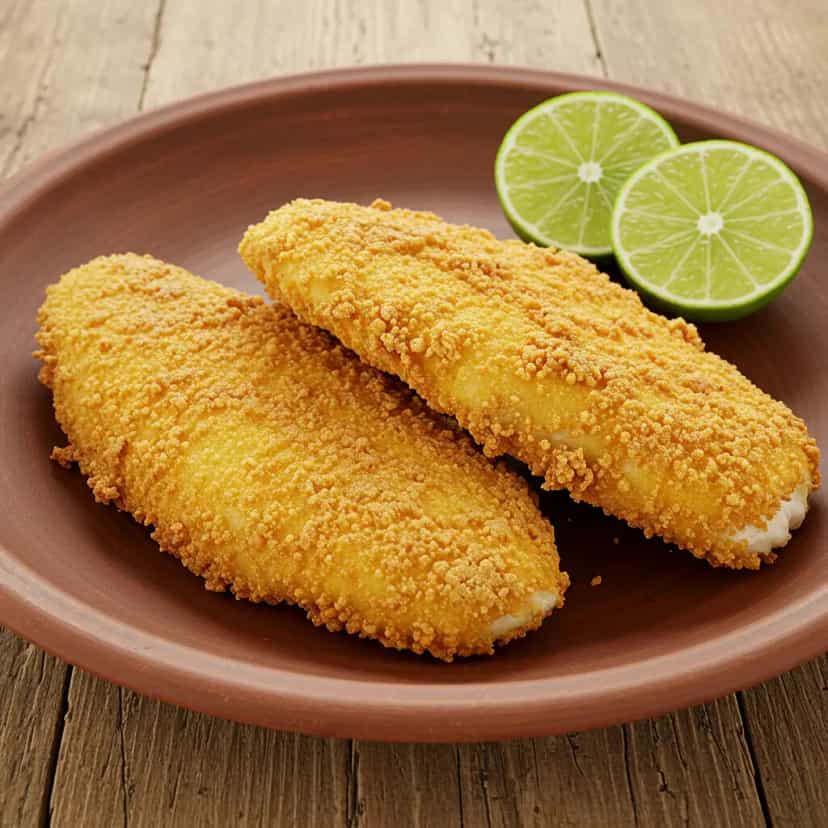 Foto deliciosa de Cação à Milanesa Crocante pronta para servir - Peixes & Frutos do Mar