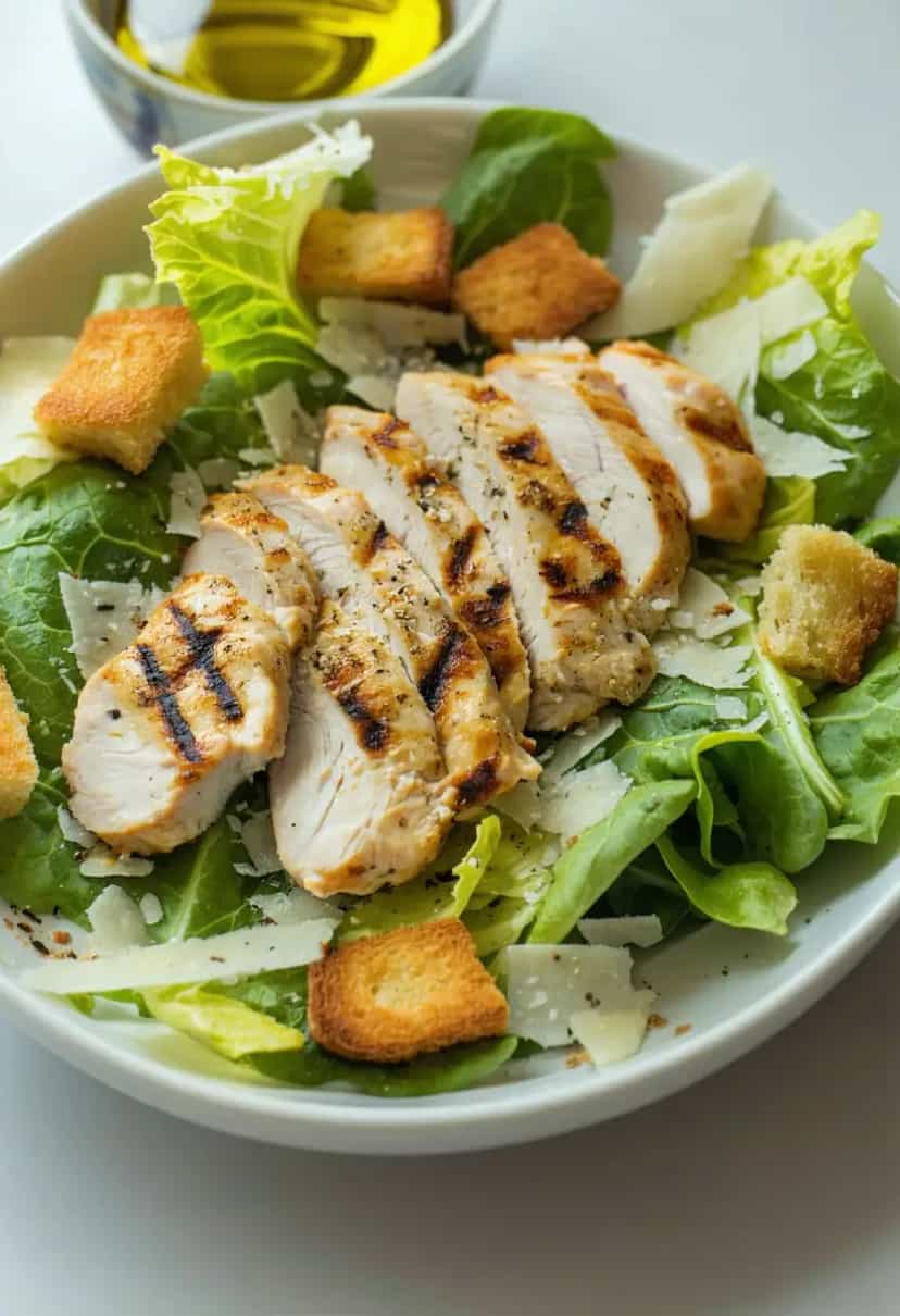 Foto deliciosa de Salada Caesar com Frango Grelhado pronta para servir - Saladas