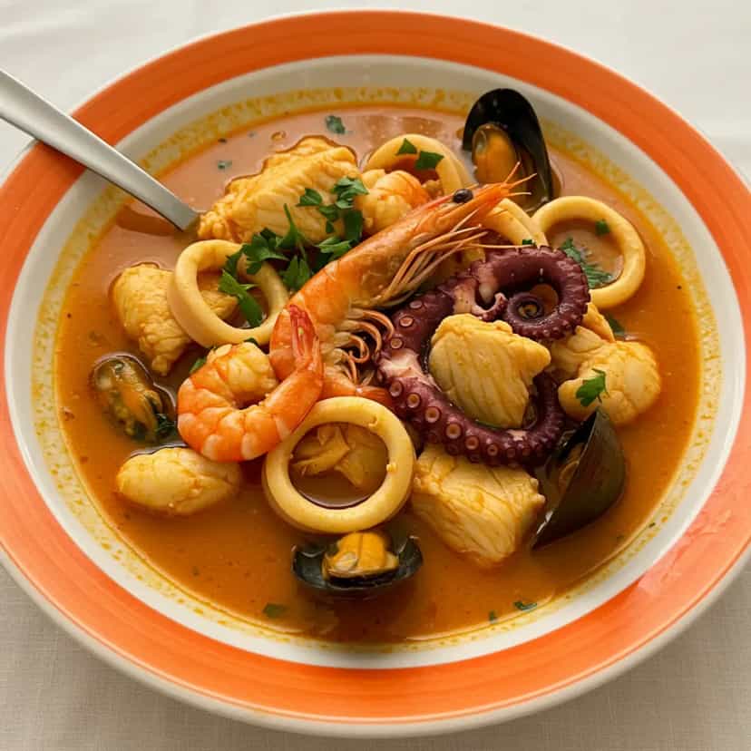 Foto deliciosa de Calda de Frutos do Mar com Farinha de Mandioca pronta para servir - Sopas & Caldos