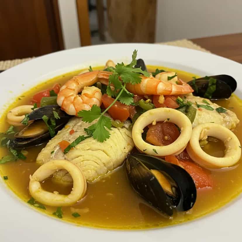 Foto deliciosa de Caldeirada de Frutos do Mar pronta para servir - Peixes & Frutos do Mar