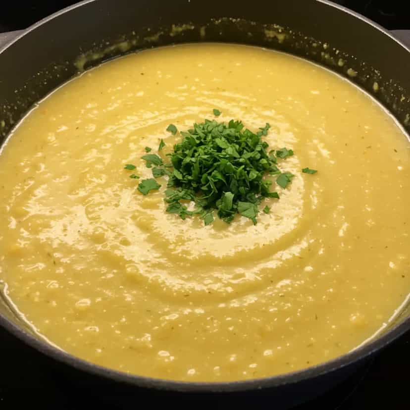 Foto deliciosa de Caldo Cremoso de Carne Moída com Mandioca pronta para servir - Sopas & Caldos