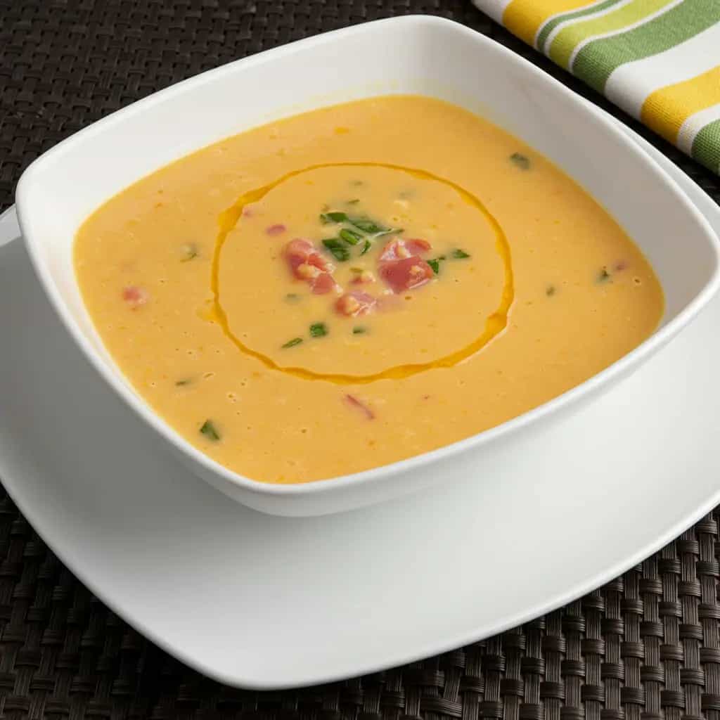 Caldo Cremoso de Mandioquinha com Calabresa