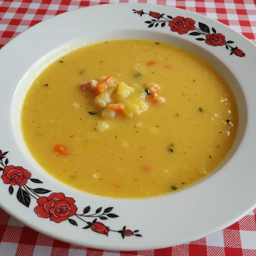 Caldo Cremoso de Mandioquinha com Linguiça