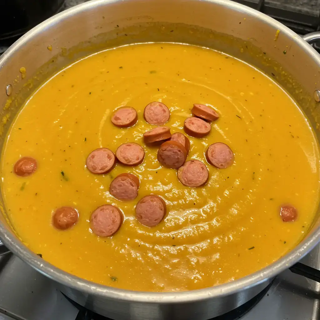 Caldo de Abóbora com Pernil e Calabresa