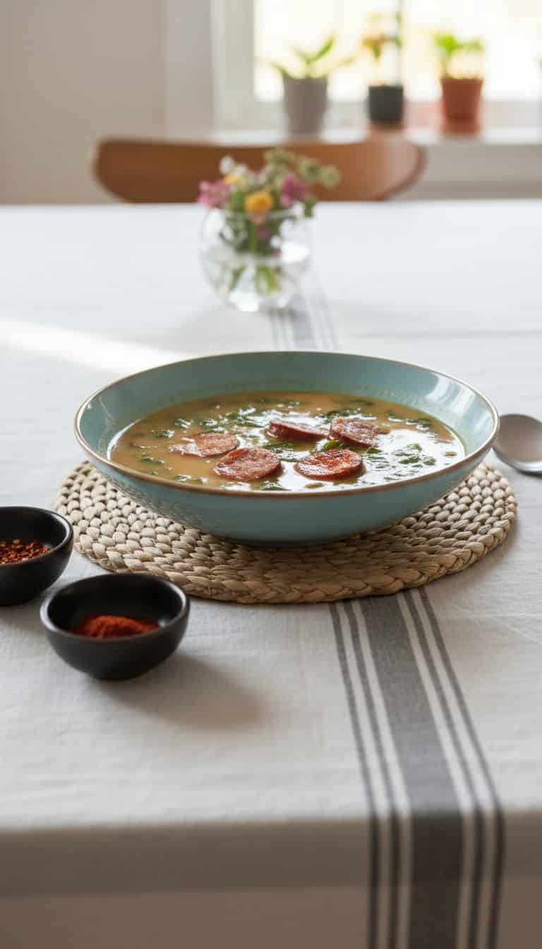 Caldo de fubá com couve e linguiça toscana