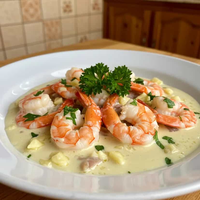 Foto deliciosa de Camarão com creme de leite pronta para servir - Peixes & Frutos do Mar