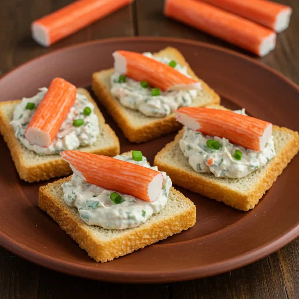 Canapés de Kani com Molho de Hortelã e Iogurte