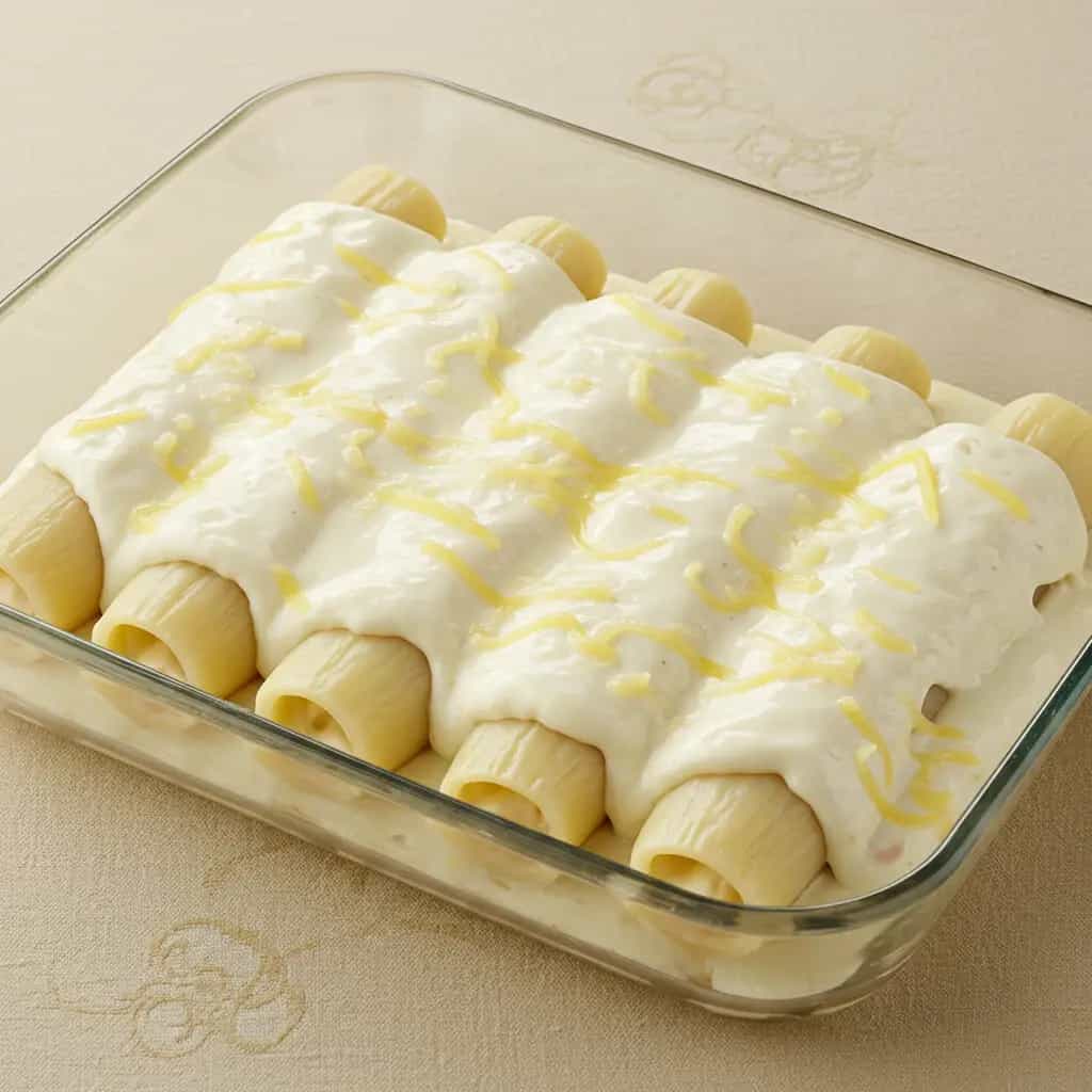 Canelones de Frango com Molho Cremoso