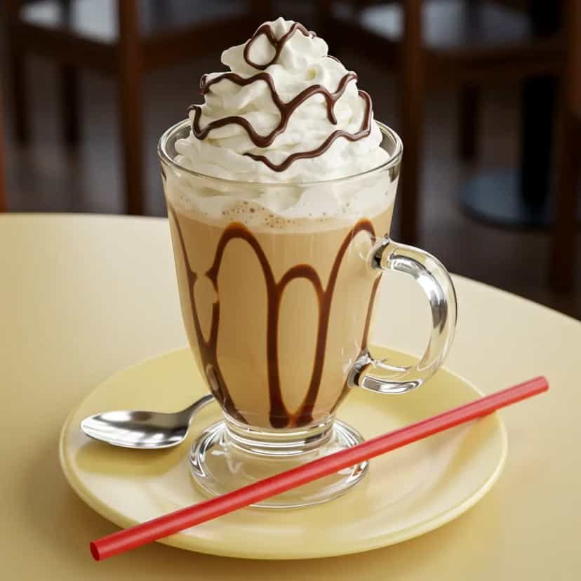 Foto deliciosa de Capuccino Gelado cremoso pronta para servir - Milkshakes