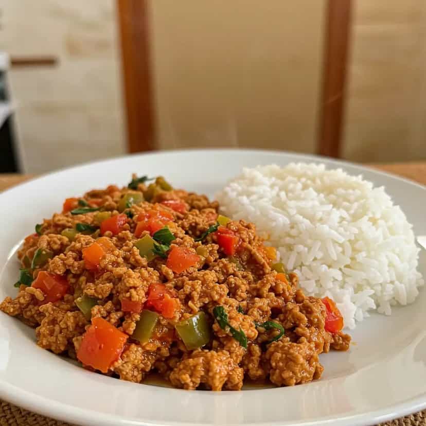 Foto deliciosa de Carne moída ao molho pronta para servir - Carnes & Frango