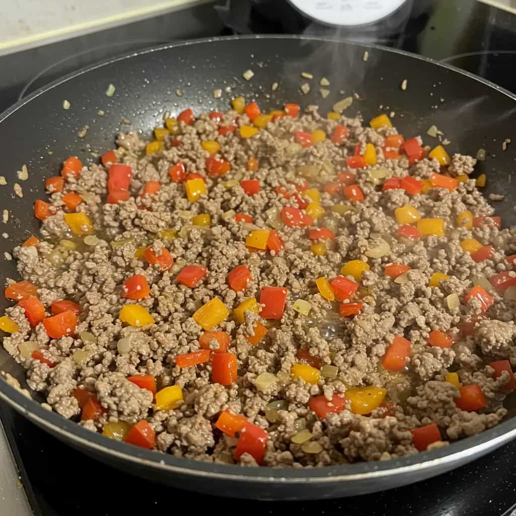 Carne Moída Colorida com Pimentões