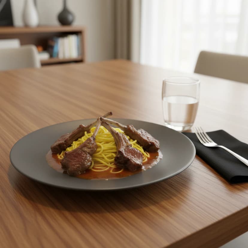 Carré de Cordeiro com Tagliolini ao Molho de Ervas