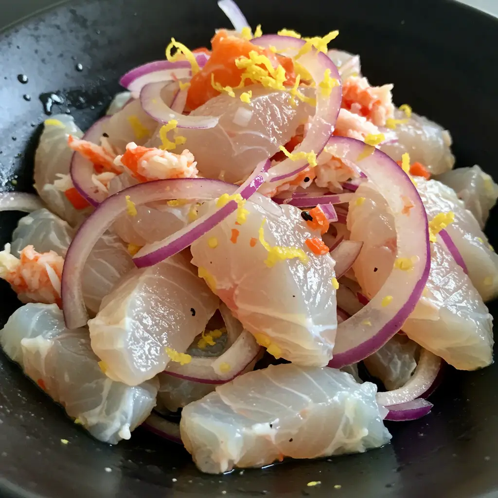 Ceviche de Tilápia e Kani Kama