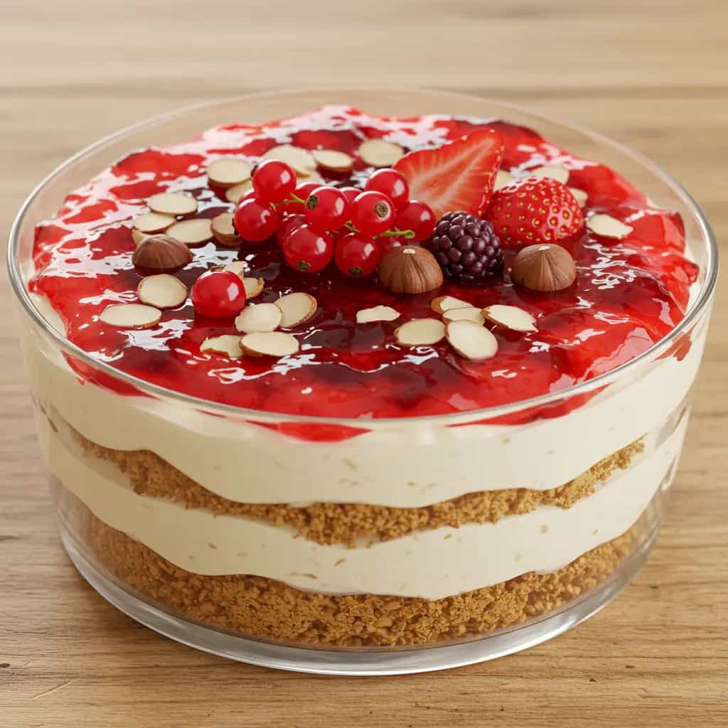 Cheesecake de Biscoito Maisena com Geleia de Frutas Vermelhas