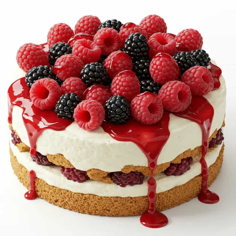 Foto deliciosa de Cheesecake de frutas vermelhas pronta para servir - Sem Assar