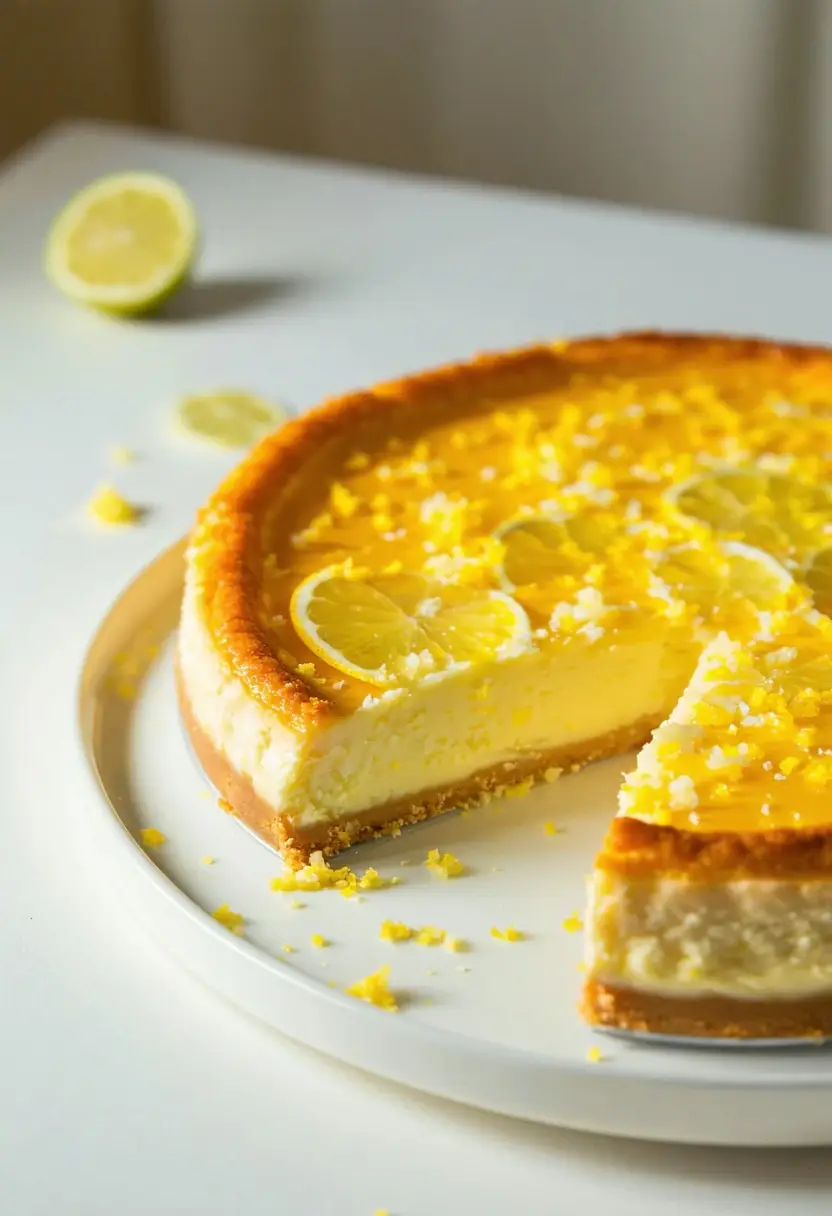 Foto deliciosa de Cheesecake de Limão Cremoso pronta para servir - Tortas & Tortinhas