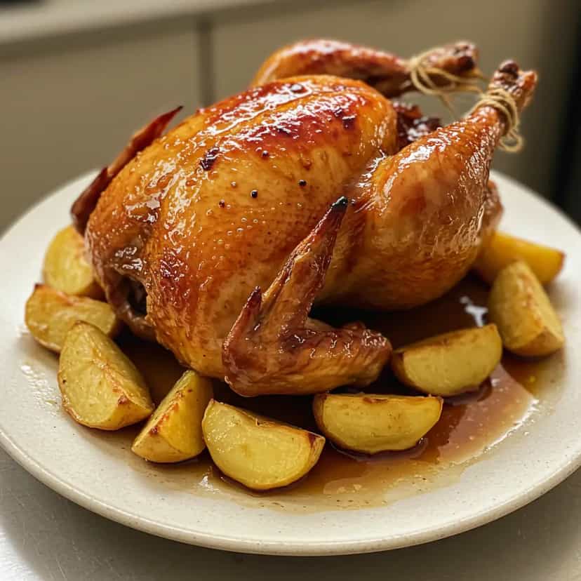 Foto deliciosa de Chester assado com vinho branco e ervas pronta para servir - Carnes & Frango