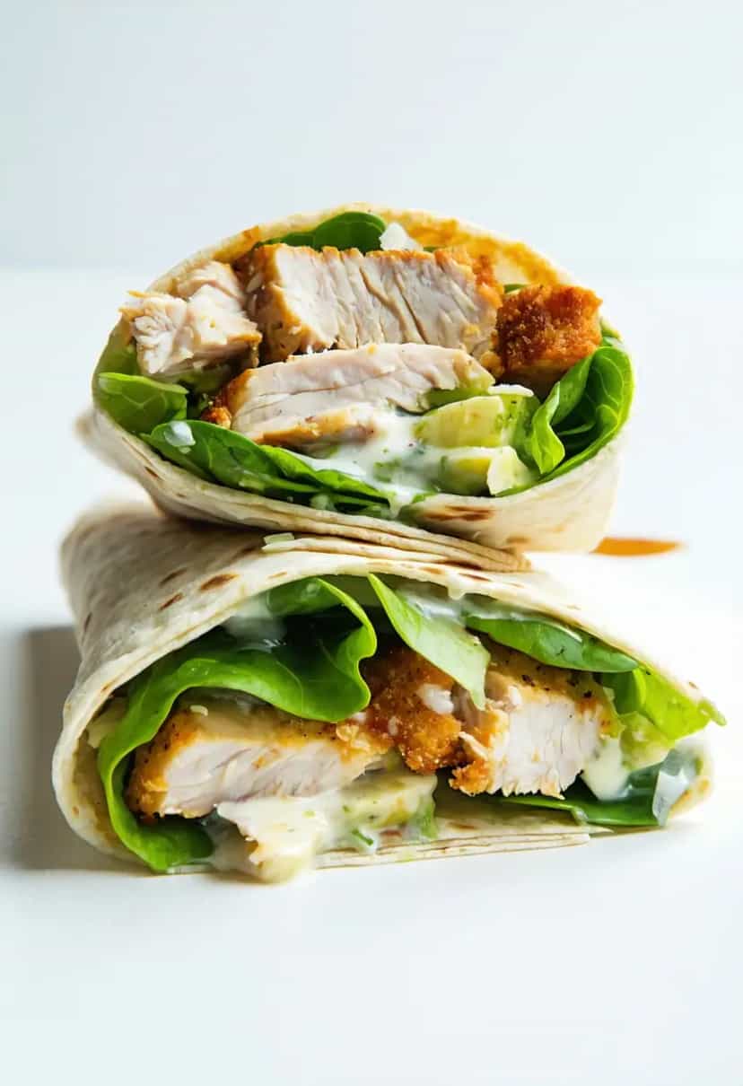Foto deliciosa de Wrap de Frango Caesar pronta para servir - Sanduíches & Hambúrgueres