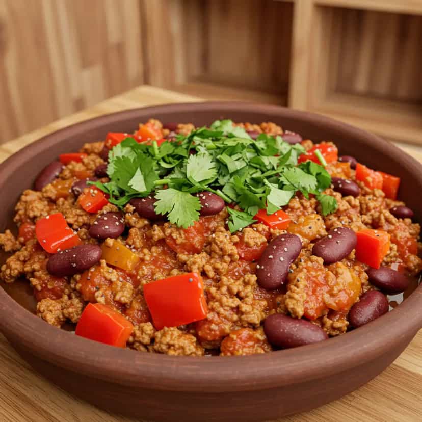 Foto deliciosa de Chilli (receita mexicana com feijão) pronta para servir - Almoço & Jantar