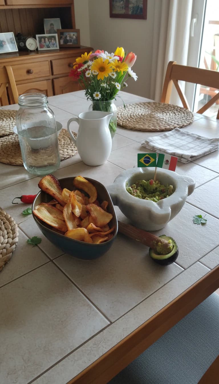 Foto deliciosa de Chips de Mandioquinha Crocante com Guacamole pronta para servir