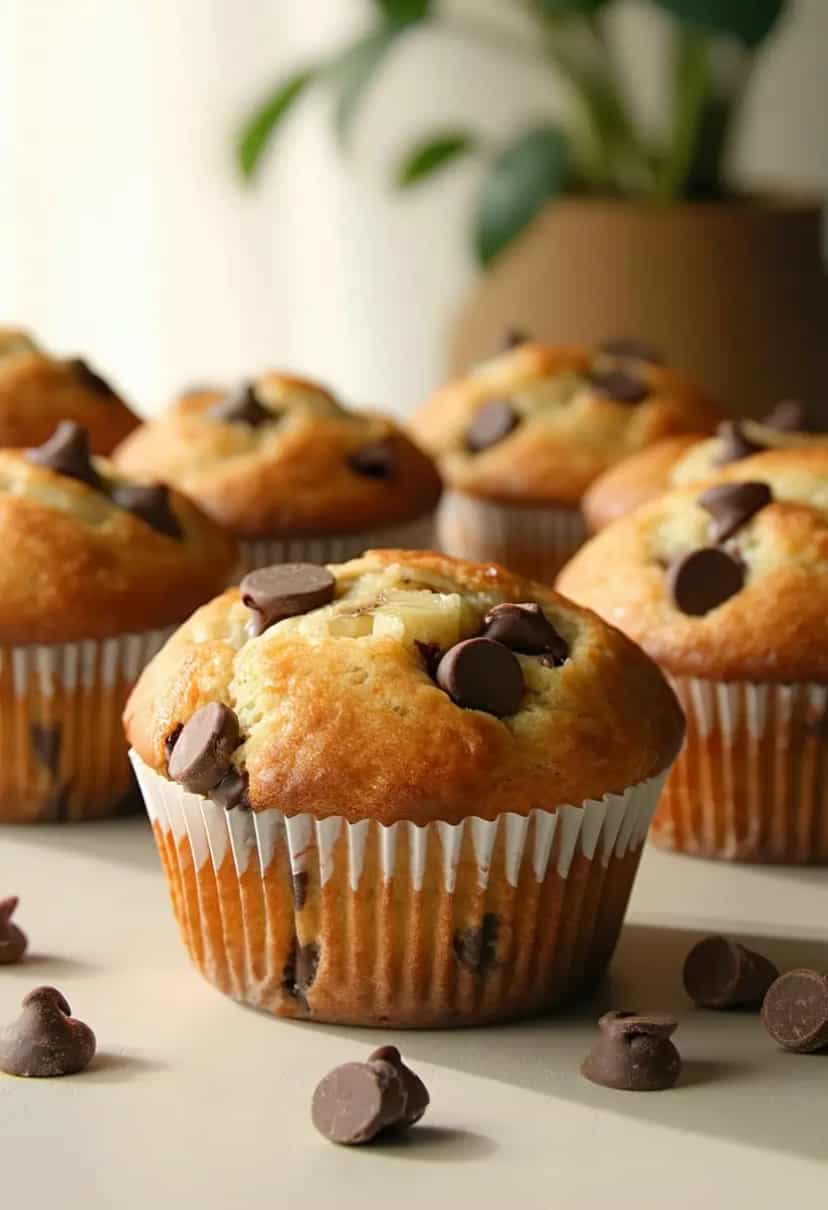 Foto deliciosa de Muffins de Banana com Gotas de Chocolate pronta para servir - Outras Receitas