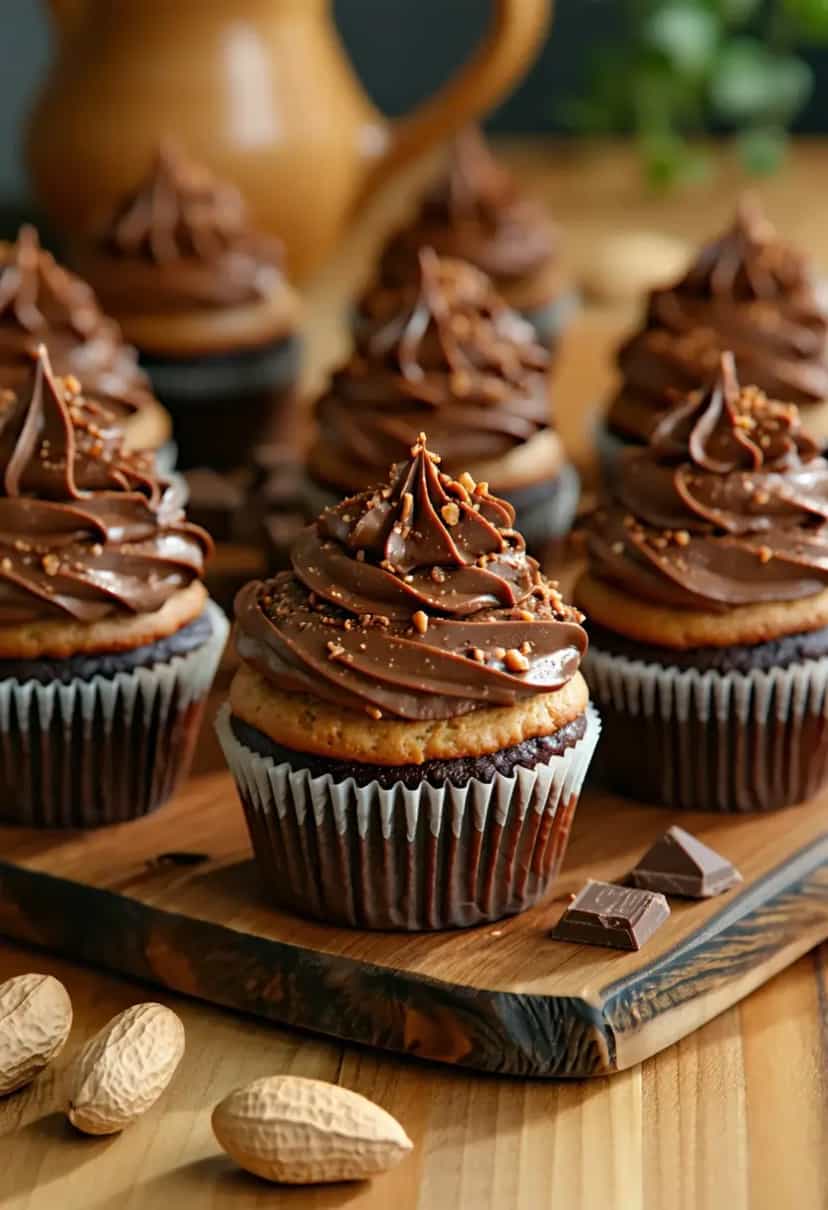 Foto deliciosa de Cupcakes de Chocolate com Manteiga de Amendoim pronta para servir - Bolos & Cupcakes