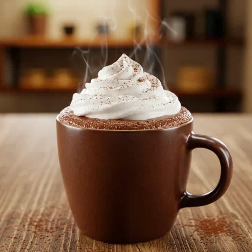 Foto deliciosa de Chocolate Quente bem achocolatado pronta para servir - Bebidas Quentes