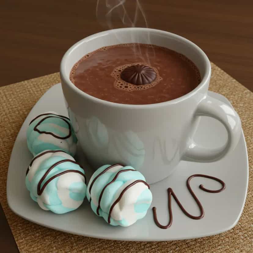 Foto deliciosa de Chocolate Quente Cremoso com Marshmallow pronta para servir - Bebidas Quentes
