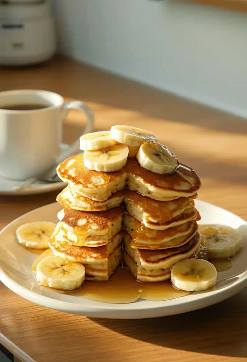 Foto deliciosa de Panquecas Clássicas de Banana pronta para servir - Panquecas & Waffles