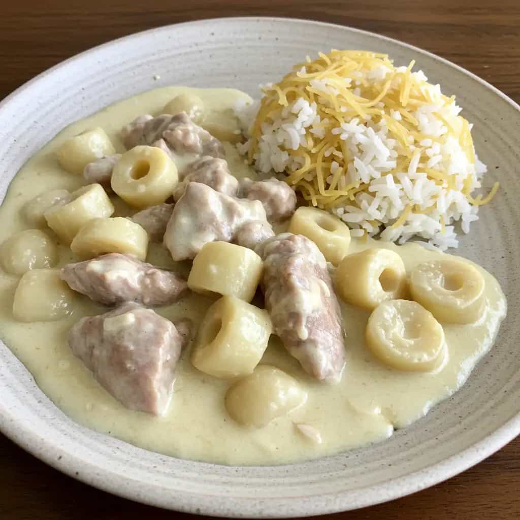 Coalhada com Carne e Palmito: Prato Brasileiro