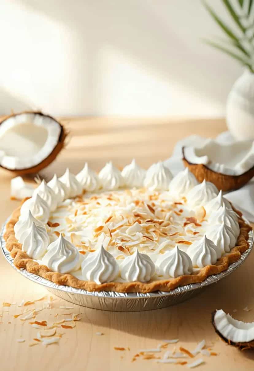 Foto deliciosa de Torta de Creme de Coco pronta para servir - Tortas & Tortinhas