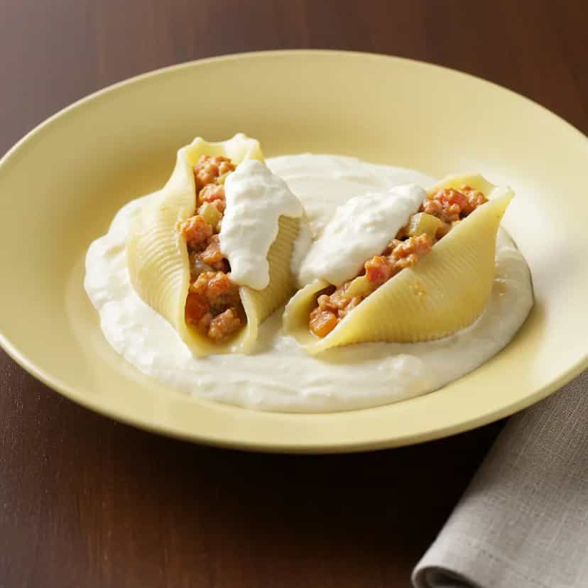 Foto deliciosa de Conchiglione Recheado com Ratatouille e Molho Branco pronta para servir - Massas & Macarrão
