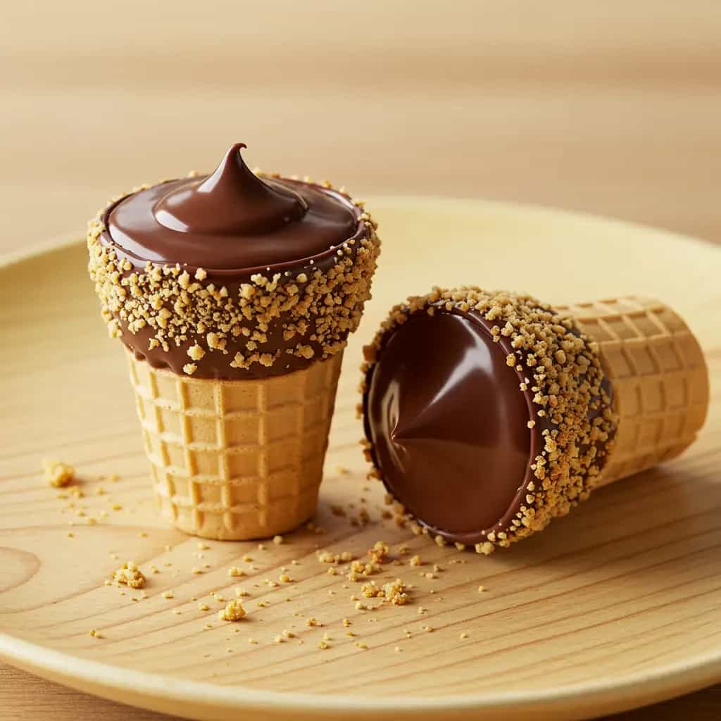 Cones de Brigadeiro de Paçoca com Chocolate