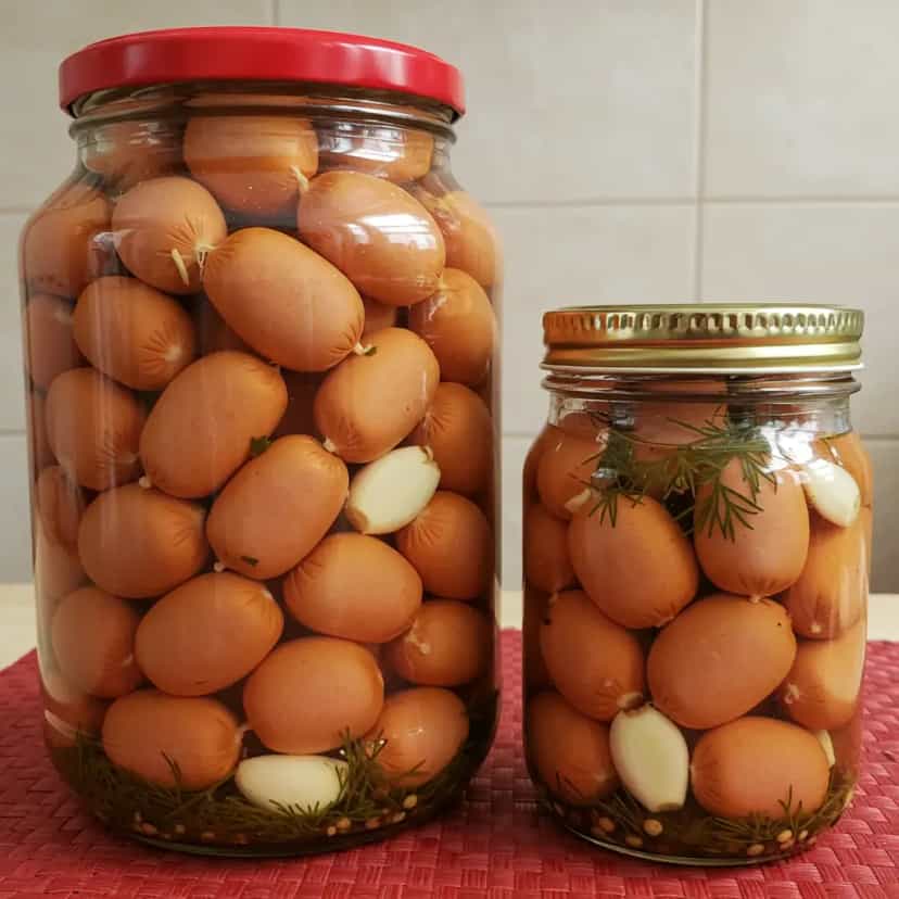 Foto deliciosa de Conserva de Salsicha Caseira pronta para servir - Salgadinhos