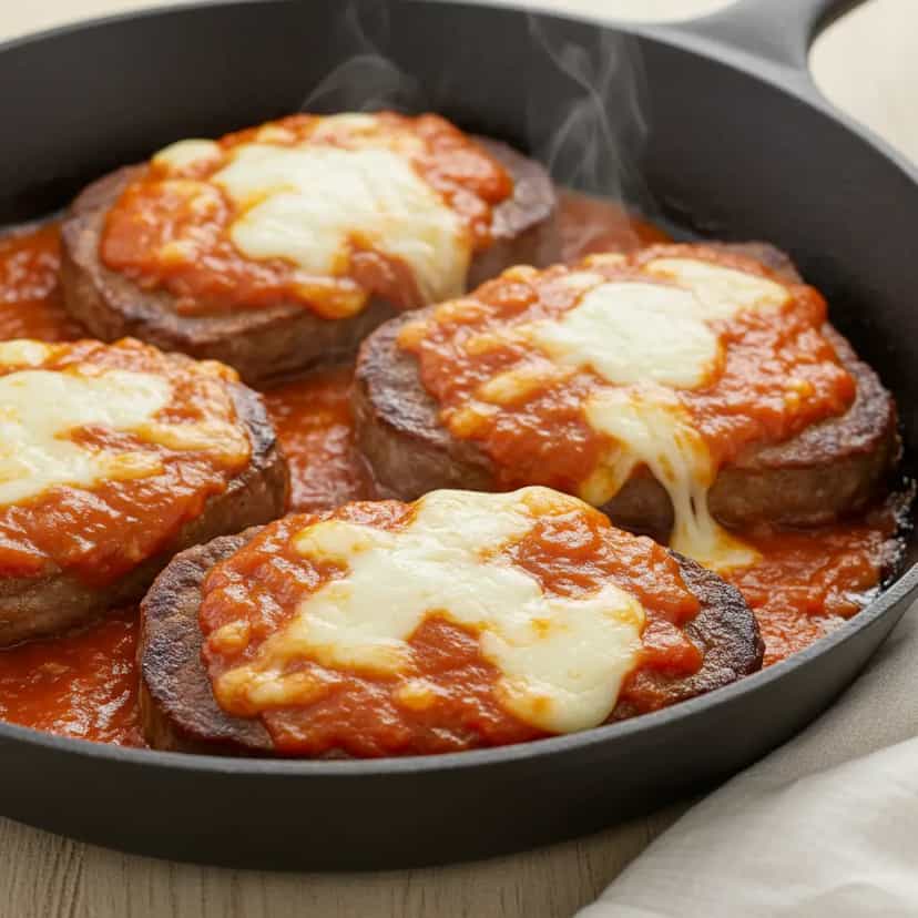 Foto deliciosa de Contrafilé à Parmegiana: Receita Clássica pronta para servir - Carnes & Frango