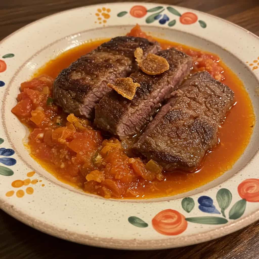 Contrafilé ao Molho de Bacon e Calabresa