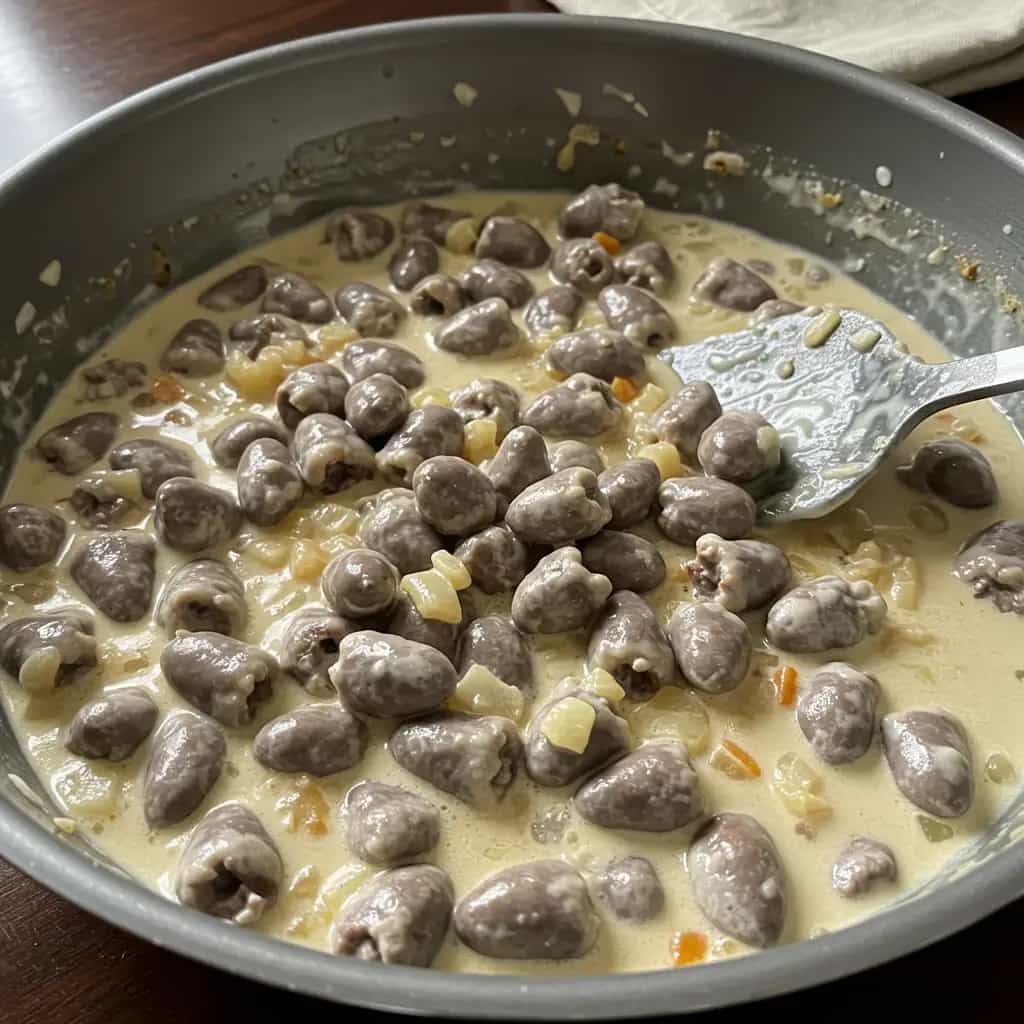 Coração de Frango ao Creme de Champignon