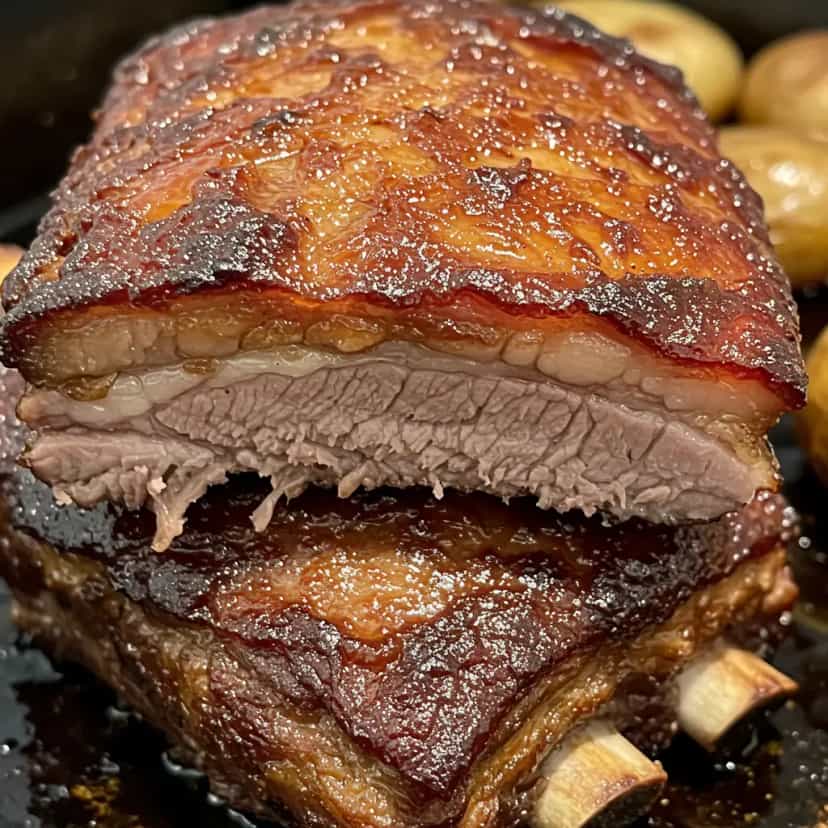 Foto deliciosa de Costela Assada com Batatas pronta para servir - Carnes & Frango