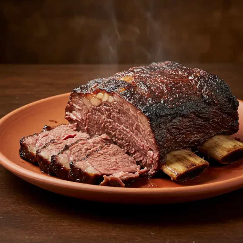 Foto deliciosa de Costela Bovina Assada na Brasa pronta para servir - Carnes & Frango