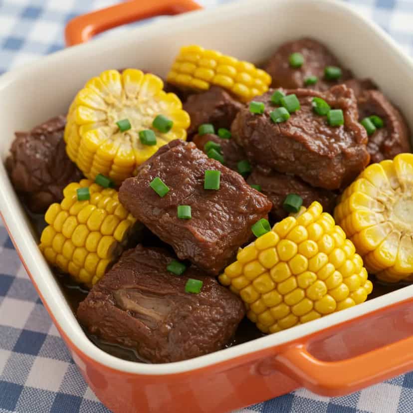 Foto deliciosa de Costela com Espiga de Milho Verde pronta para servir - Carnes & Frango