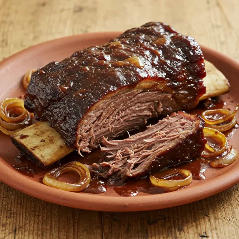 Foto deliciosa de Costela de Boi Assada com Molho Caseiro pronta para servir - Carnes & Frango