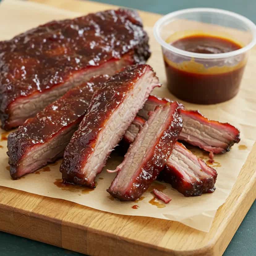 Foto deliciosa de Costela de Porco Assada com Molho de Abacaxi e Shoyu pronta para servir - Carnes & Frango