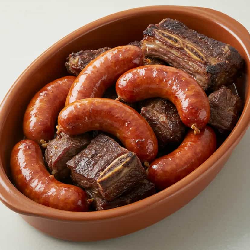 Foto deliciosa de Costela e Linguiça Toscana na Panela de Pressão pronta para servir - Carnes & Frango