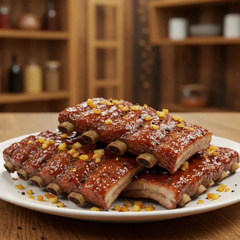 Foto deliciosa de Costelinha ao Molho Barbecue pronta para servir - Carnes & Frango