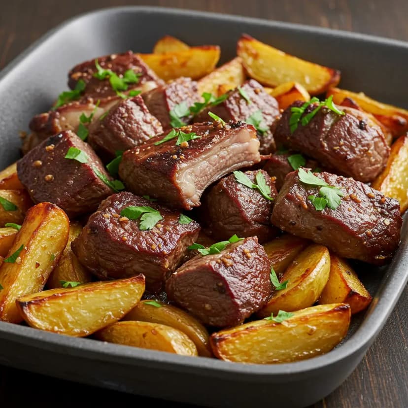 Costelinha Assada com Mandioca na Brasa