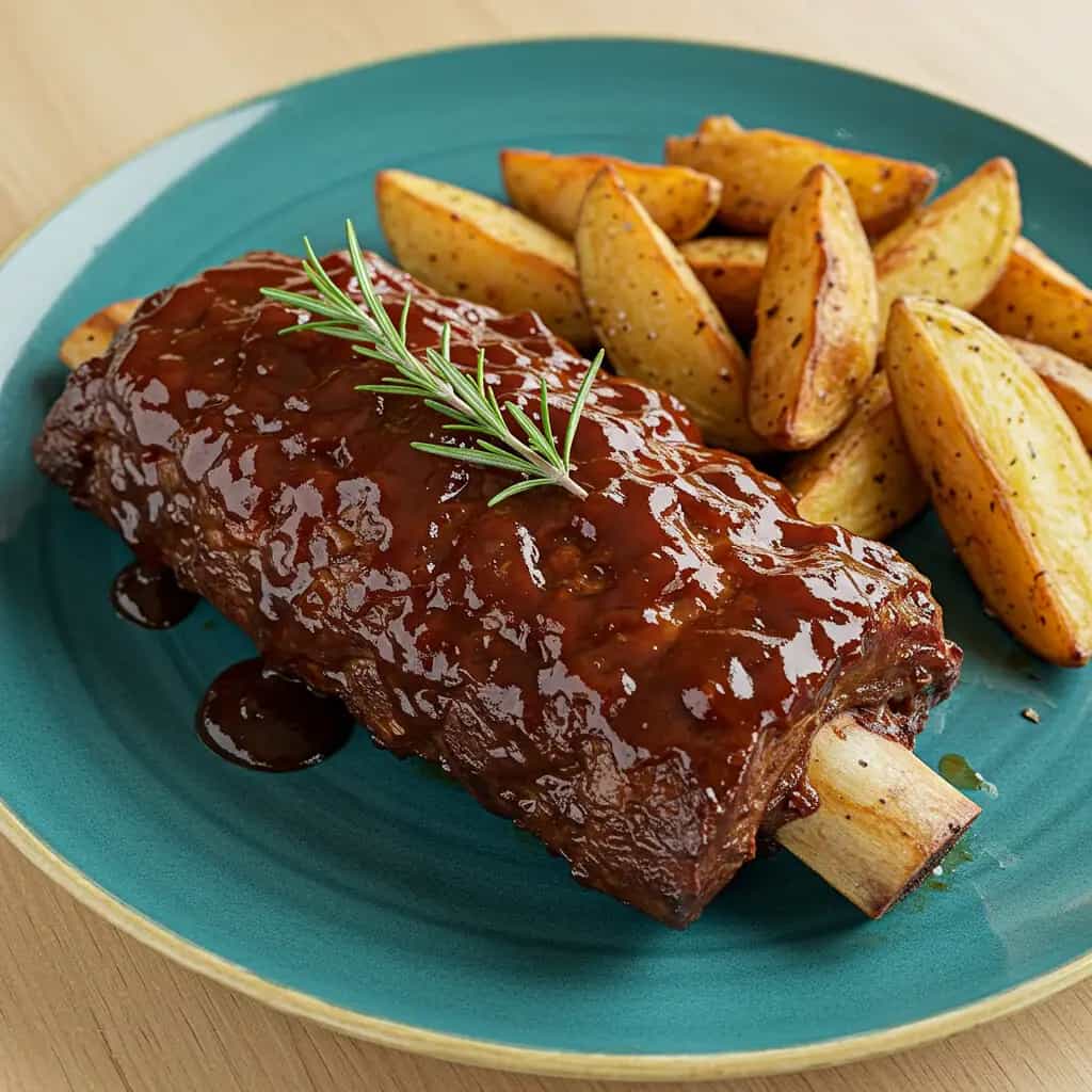 Costelinha de Porco com Barbecue e Batatas Rústicas