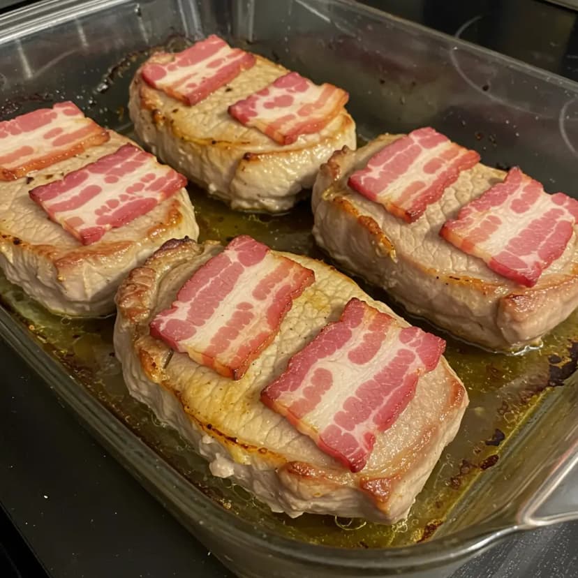 Costelinha Suína Assada ao Molho de Limão e Bacon