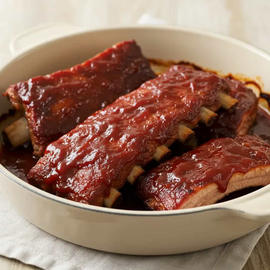 Costelinha Suína Assada com Molho Barbecue