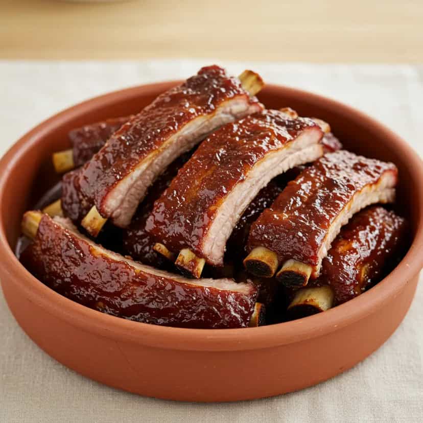 Foto deliciosa de Costelinha Suína Caramelizada ao Molho de Mel pronta para servir - Carnes & Frango