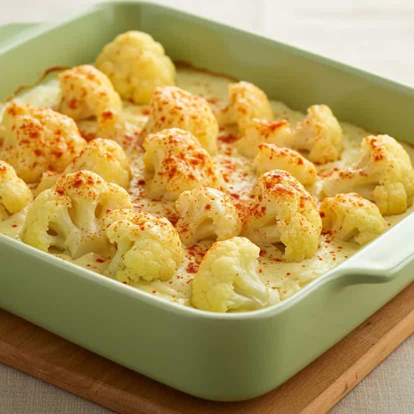 Foto deliciosa de Couve-flor Recheada no Microondas pronta para servir - No Micro-ondas